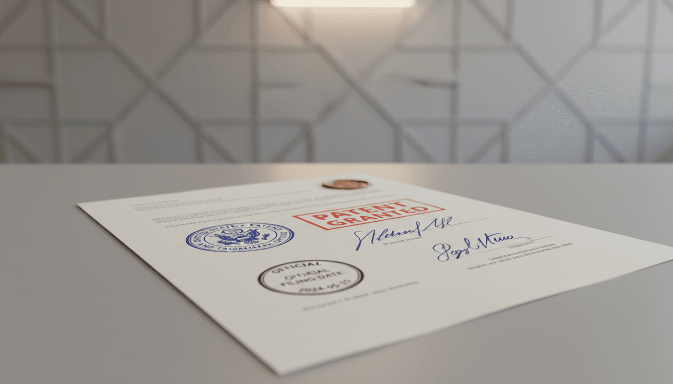 Certificato di brevetto depositato con timbri ufficiali